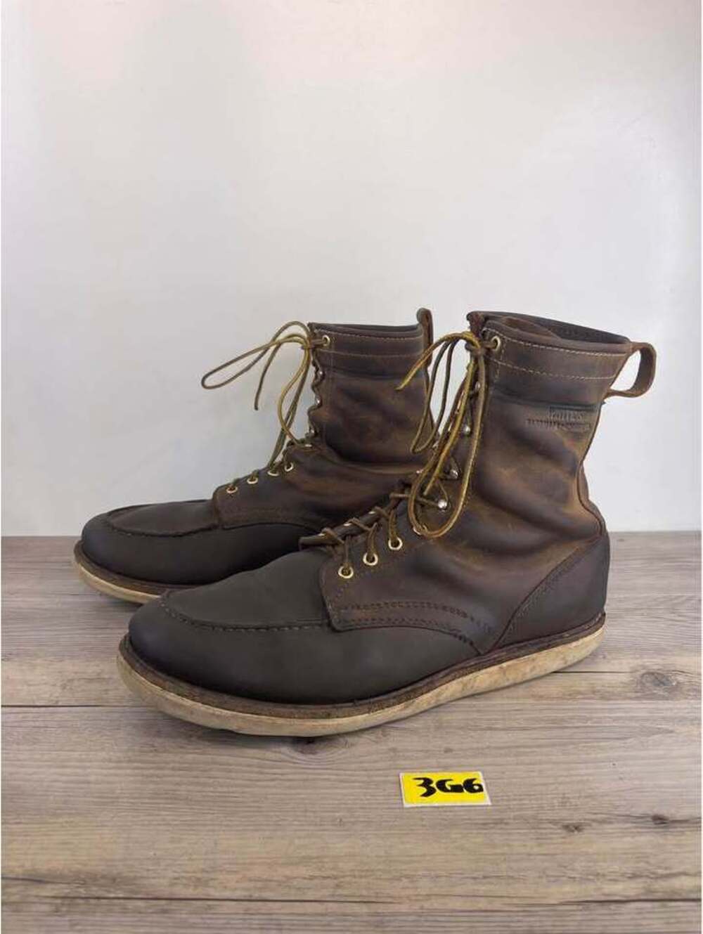 White's Boots Perry Moc Toe Work Boots Men's Size 12 E Brown Leather Vibram Sole
